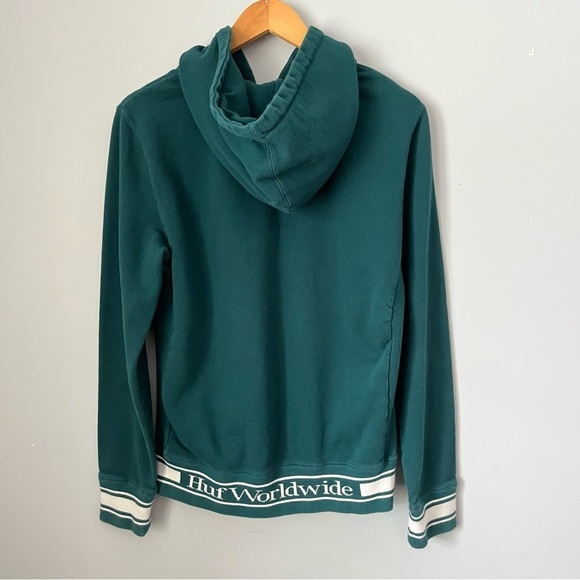 HUF Worldwide Relay French Terry Jade Green Quarter Zip Pullover Hoodie Size S - Picture 11 of 16